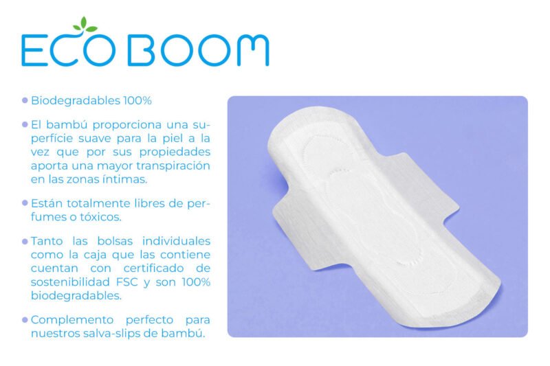 Compresa de fibra de bambú ALTA ABSORCIÓN extrasuave biodegradable (8 unidades)