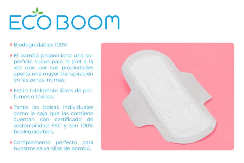 Compresa de fibra de bambú uso REGULAR extrasuave biodegradable (8 unidades)
